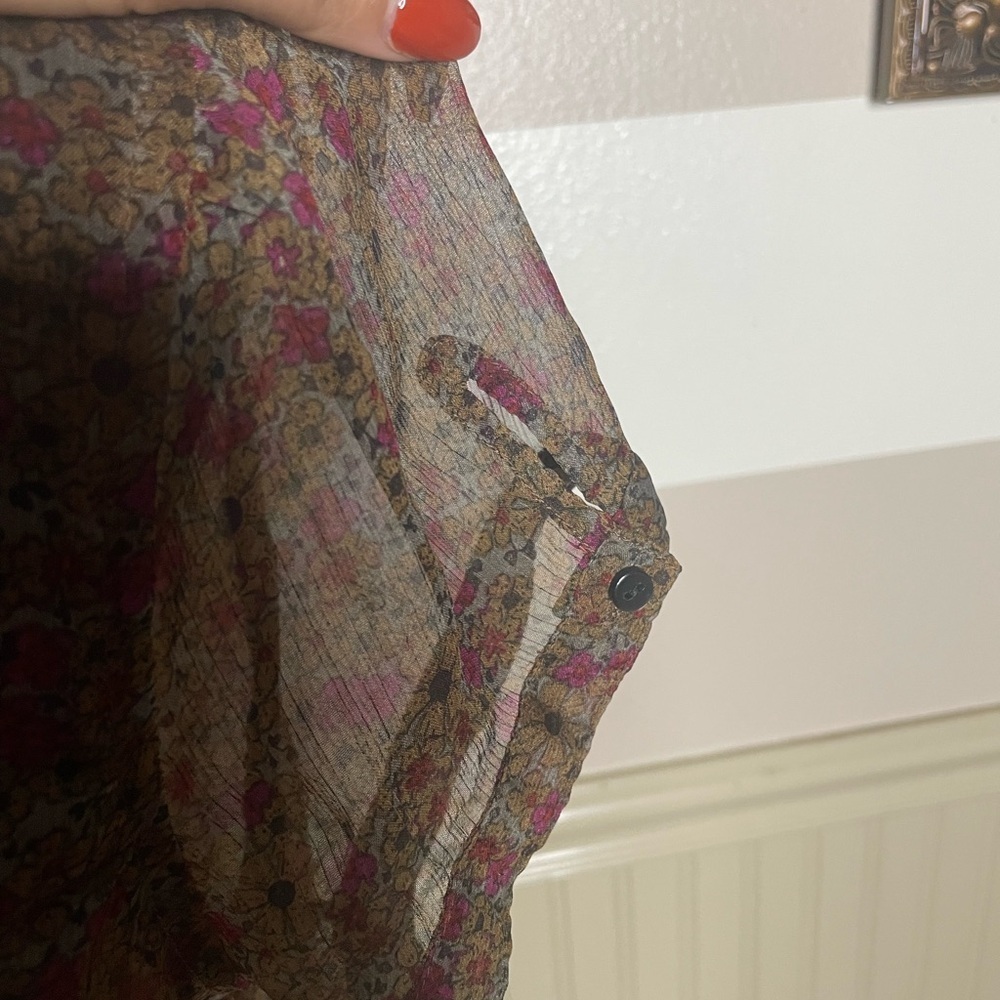 Converse Brown Floral Sheer Blouse - Picture 5 of 8
